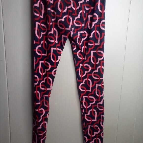 Lularoe Leggings Pants Lot of 2 One Size Hearts Flowers - Picture 5 of 12